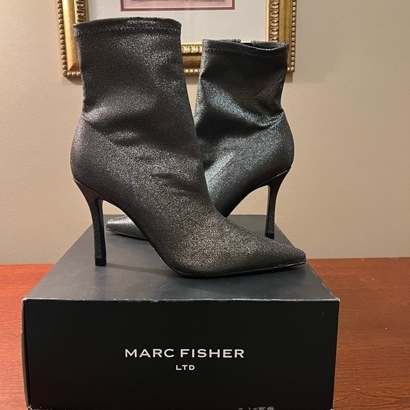 Marc Fisher LTD Womens Kellen High Heel Pointed Toe Ankle Boots Shoes Pewter NEW - Picture 7 of 15